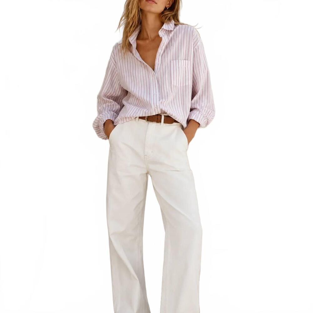 NEW J.A.K. sienna cotton coast shirt in pink stripe